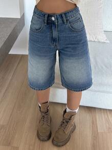 DAZY Women's Straight Leg Capri Jeans Shorts Denim Shorts - Medium Wash - View 6