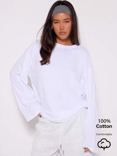 MUSERA Top ample à manches longues, capsule vestimentaire décontractée, t-shirts oversize pour tous les jours, aéroport, hiver, élégant pour les vacances