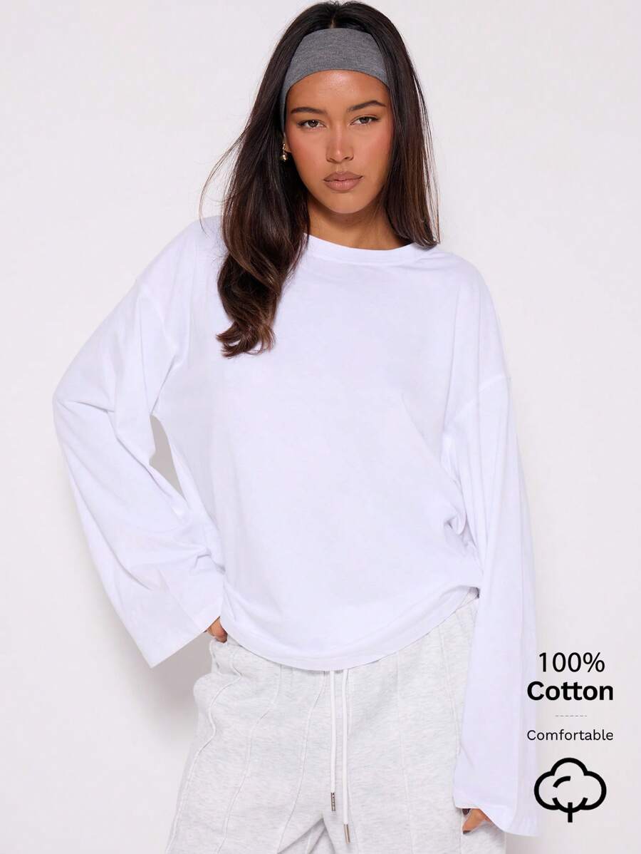 MUSERA Maglietta oversize a maniche lunghe, casual, elegante, adatta per il guardaroba essenziale, per l'uso quotidiano, per l'aeroporto, in autunno, inverno e Natale