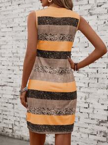 EMERY ROSE Women's Striped V-Neck Button Front Camisole Dress, Random Printed - Multicolor - View 2