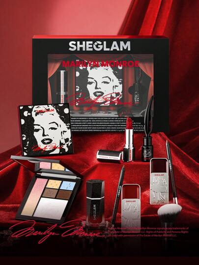 Marilyn Monroe X SHEGLAM Collection Set Brand Beauty Makeup Face Paint Cosmetic For Women Girls Perfect For Fall Winter Ideal For Y2K Fancy Fashion Suitable For Birthday Christmas Present Party Ready Best Color