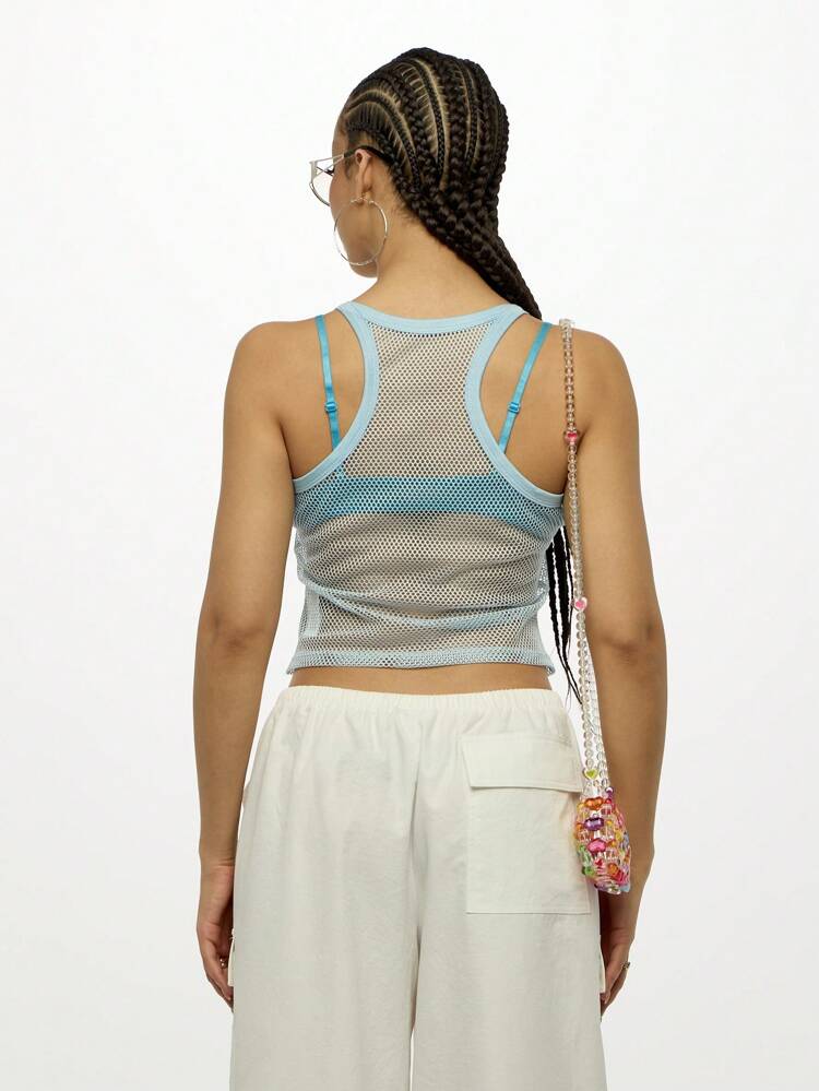 SUMWON Fishnet Mesh Tank Top Festival Club Party Crop Beach Summer Beachwear Streetwear Y2K