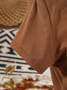 Chiquease Women's Top 'I've Survived Too Many Storms To Be...' Graphic Tees Short Sleeved T-Shirt - Coffee Brown - View 3