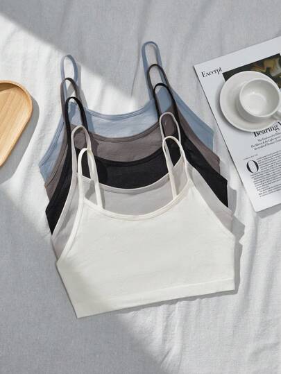 SHEIN Set de 5 sujetadores racer back minimalistas y cómodos para adolescentes, apropiados para estudiantes y periodo de crecimiento, para otoño/invierno