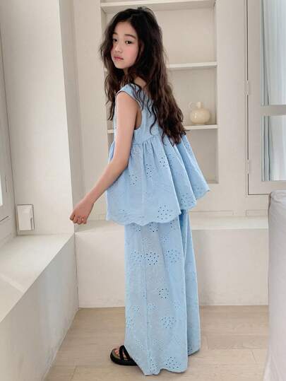 Dazy Kids 青少年女孩时尚方领艺术两件套，夏季