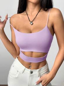 SHEIN EZwear Damen schlichtes figurbetontes kurzes Camisole Top mit Ausschnitten für den Sommer