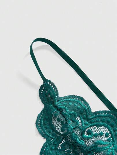 ROMWE Kawaii Romantic Verleidelijke Kanten Neck Ruffle Crisscross Adjustable Camisole Bodysuit view 4