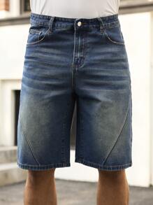 RivetRise Men's Summer Casual Washed Loose Slanted Pocket Denim Shorts