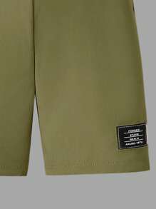 GraphicGems 男童休闲简约图案修身工装裤和T恤套装，适合夏季