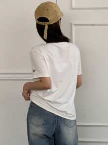 DAZY Women Loose Fit Heart Cutout Short Sleeve T-Shirt, Stylish Design