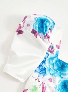 WESTFADE Young Abito elegante con stampa floreale aderente e tessuto, maniche corte, vestito da cerimonia per tè o eventi, adatto alle adolescenti