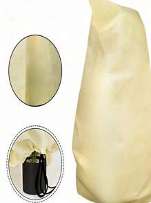1pc Heavy-Duty Plant Frost Blanket With Zipper & Drawstring - 4.5oz Non-Woven Polypropylene Freeze Protection Cover For Trees & Shrubs -6°C Cold Wind Pest Animal Defense Reusable Beige Frost Cloth For Potted Plants, Fruit Trees, Garden Beds