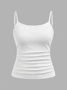 SHEIN 3 pièces/Set Hauts de camisole plissés décontractés tout-aller pour adolescentes, superposables et portables de manière polyvalente