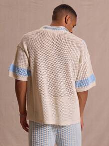 Musero Lightweight Patterned Knit Short Sleeve Shirt Only Spring Summer Vacation Easter Streetstyle - Multicolor - View 3