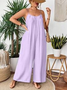 Breezaya Light Blue Straight-Leg Trousers With Front Placket, Plain Color, Fashionable For Summer - Mauve Purple - View 3