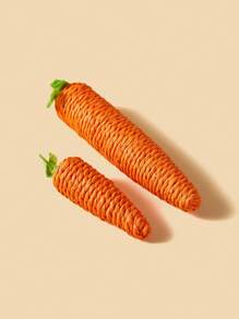 PETSIN 2pcs Cat Toys, 1 Large And 1 Small Carrot Shaped Paper Rope Toys - Multicolor - View 5