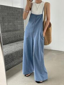DAZY Women's Holiday Casual Denim Jumpsuit