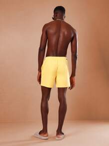 SUMWON Premium Athletic Beach Swimming Trunks Summer Sports Pool Surfing Resort Vacation Mid-Length Comfortable Elastic Waistband Casual Water Activities Swim Shorts - Yellow - View 5