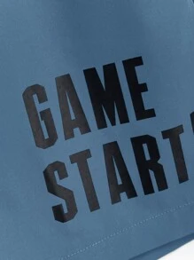 SHEIN 2pcs/Set Teen Boys Casual Video Game Graphic Print T-Shirt Top & Shorts, Summer Cotton Suit - Dusty Blue - View 4