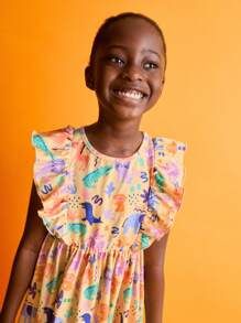 SHEIN Vestidos de verano con estampado de animales para niñas jóvenes - Multicolor - Ver 6