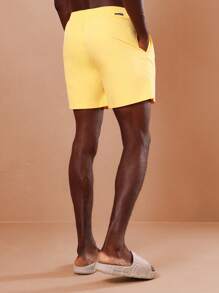 SUMWON Premium Athletic Beach Swimming Trunks Summer Sports Pool Surfing Resort Vacation Mid-Length Comfortable Elastic Waistband Casual Water Activities Swim Shorts - Yellow - View 2