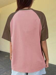 DAZY Letter Graphic Contrast Raglan Sleeve Tee