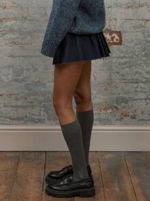 MUSERA Pleated Raw Hem Mini Skirt With Belt Loops Summer 90's Casual Summer Capsule Office Work - Navy Blue - View 3