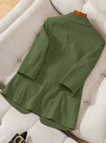 Franclia Casual Minimalist Solid Color Suit Jacket - Army Green - View 2
