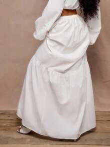 MUSERA 波西米亚风编织层叠飘逸长裙，适合度假、夏季、秋季、冬季、返校派对等场合，优雅可爱，尽显伊比沙岛波西米亚风情。 - 白色 - 查看 2