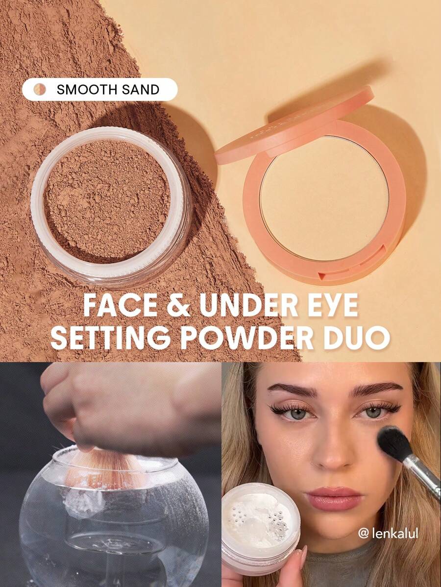 SHEGLAM Insta-Ready 臉部和眼部定妝粉雙效順滑沙色 2 合 1 亮白散粉啞光無孔防水粉餅面部彩妝粉餅 品牌 美容 化妝 化妝品 適合女性與女孩 完美搭配夏季春季 Y2K 時尚 流行 生日 母親節禮物 假期 派對準備就緒 最佳顏色