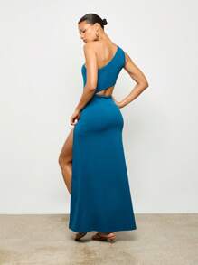 AiiRZ Vestito lungo monospalla con cut-out e spacco laterale