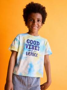 SHEIN Kaos Anak Laki-Laki Motif Tie-Dye Lengan Pendek Kerah Bulat, Cocok untuk Musim Panas - MultiWarna - View 4