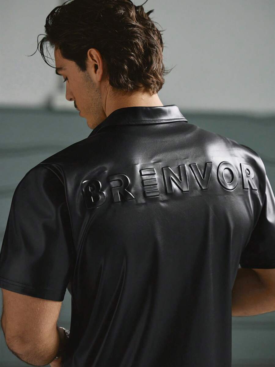 Manfinity VCAY Men's Woven Mature Casual Fitted Solid Color Cardigan Shirt With Elastic Waist Straight Hem Shorts Set, Black Two Pieces - Travel Essentials - Black - View 1