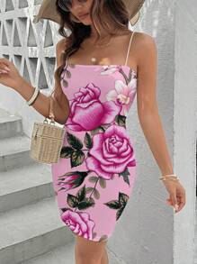 Glamance Vecteezy Women Multicolor Mini Dress Sleeveless Spaghetti Strap Sexy Summer Outfits Summer Dress Sundress For Women, Vacation Dress Going Out Vacation Outfits Woman - Multicolor - View 4