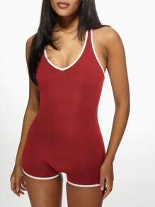 MISSGUIDED 运动性能连体衣超舒适交叉后背紧身衣健身舞蹈训练服瑜伽跑步锻炼紧身衣春夏运动