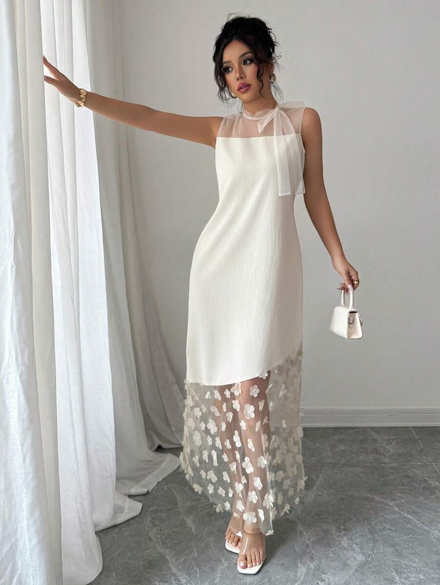 Chiquease 女士无袖直筒纹理连衣裙，优雅度假风格