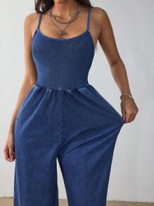 Flexra Women's Fashion Denim Bib Pants + Jumpsuit, Suitable For Summer