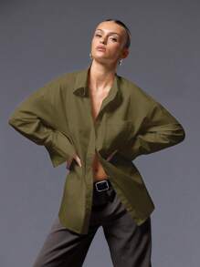 MUSERA Camisa grande con botones estilo "old money" para vacaciones de primavera, aeropuerto, vacaciones en la playa