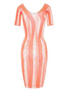 Cut Out Bodycon Lingerie Dress Without Liner - Orange - View 5