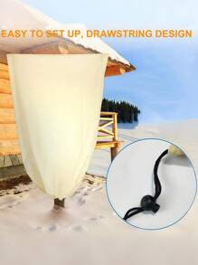 1pc Heavy-Duty Plant Frost Blanket With Zipper & Drawstring - 4.5oz Non-Woven Polypropylene Freeze Protection Cover For Trees & Shrubs -6°C Cold Wind Pest Animal Defense Reusable Beige Frost Cloth For Potted Plants, Fruit Trees, Garden Beds