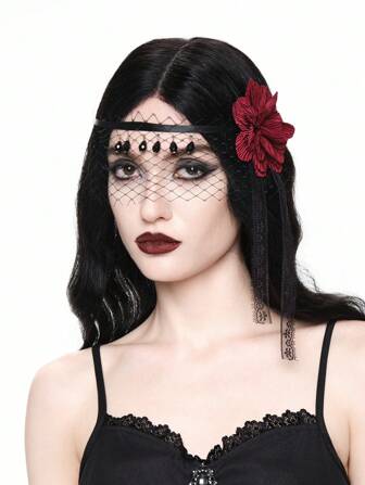 Goth 1pc Women Retro Elegant Floral Lace Face Jewelry