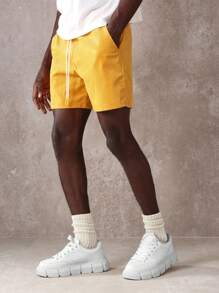 SUMWON Corduroy Regular Fit Drawstring Shorts Ribbed Texture Mid-Thigh Length Pull On Summer Beach Loungewear Casual Everyday Comfortable