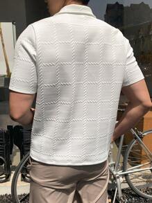 SHEIN Teen Boys Casual Short Sleeve Polo T-Shirt, Sports, Streetwear, Punk Rock, Preppy Style, Suitable For Everyday Outing, Parties, Music Festivals, Spring/Summer - White - View 2