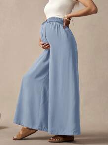 Boho Mama Pantalones casuales de cintura alta de unicolor para maternidad de vacaciones