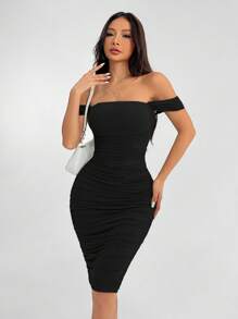 SHEIN PETITE Green Dress Spring Break Cheap Clothes Summer Clothes Summer Dress Spring Dress Pastel Dress Beach Women Dresses Long Beach Dress Summer Maxi Dress Black - Black - View 4