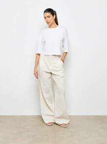 AiiRZ High Waist Pleat Tailored Trousers - Beige - View 4