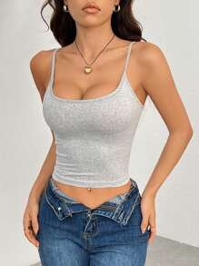 SHEIN PETITE 4pcs/Set Women's Solid Color Casual Camisole Tops