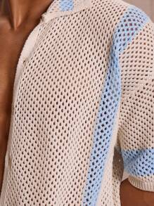 Musero Lightweight Patterned Knit Short Sleeve Shirt Only Spring Summer Vacation Easter Streetstyle - Multicolor - View 6