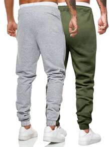 ROMWE MEN Street Life 2pcs Men's Casual Versatile Lightning Print Drawstring Waist Sweatpants - Multicolor - View 2