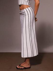 Athîral Falda de punto de rayas y bloques de color casual de vacaciones para mujer